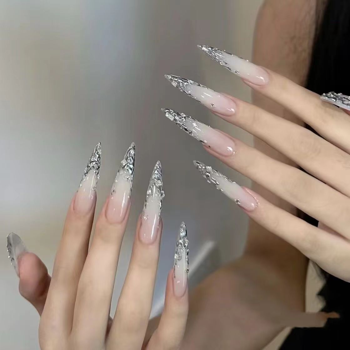 Yk2 White Gradient Gilt and Di - огляд і ціна Nail Extension Tips