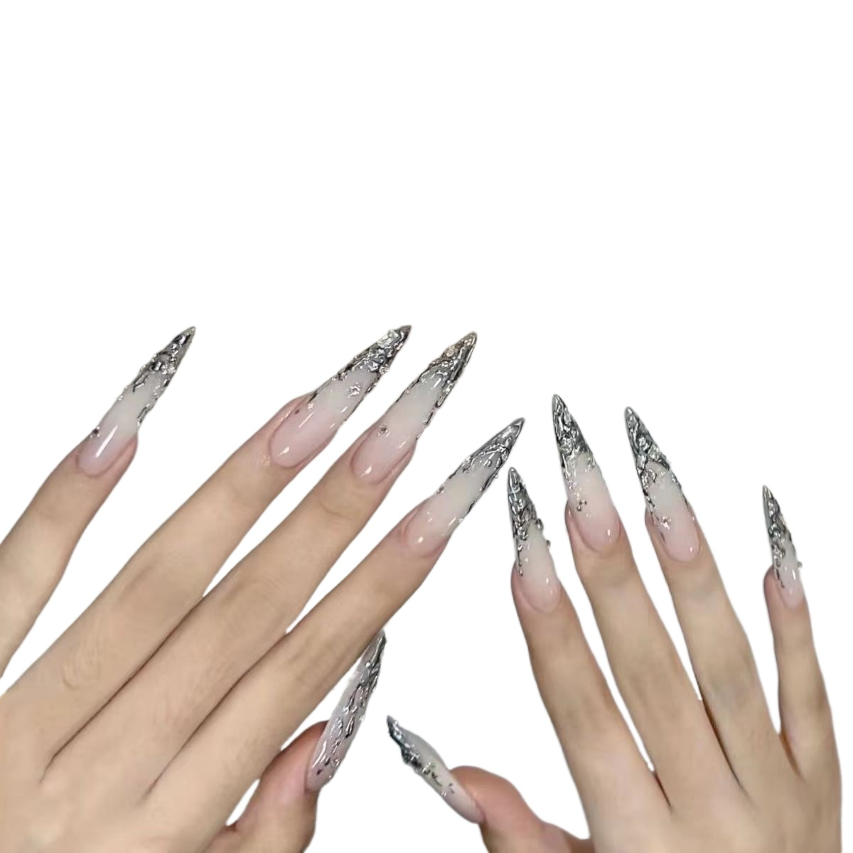 Yk2 White Gradient Gilt and Di - огляд і ціна Nail Extension Tips