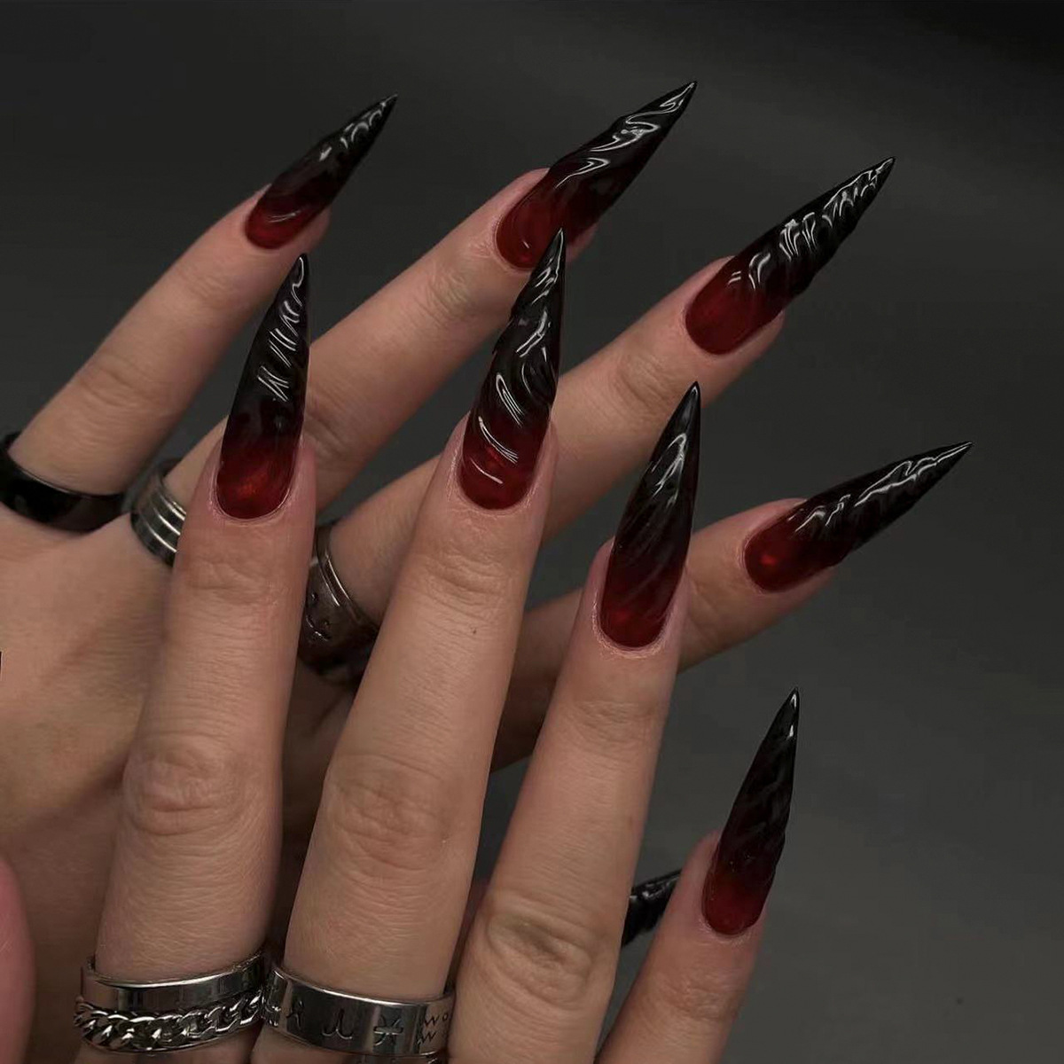 24Pcs Stiletto Shape Black Red - огляд і ціна Nail Extension Tips