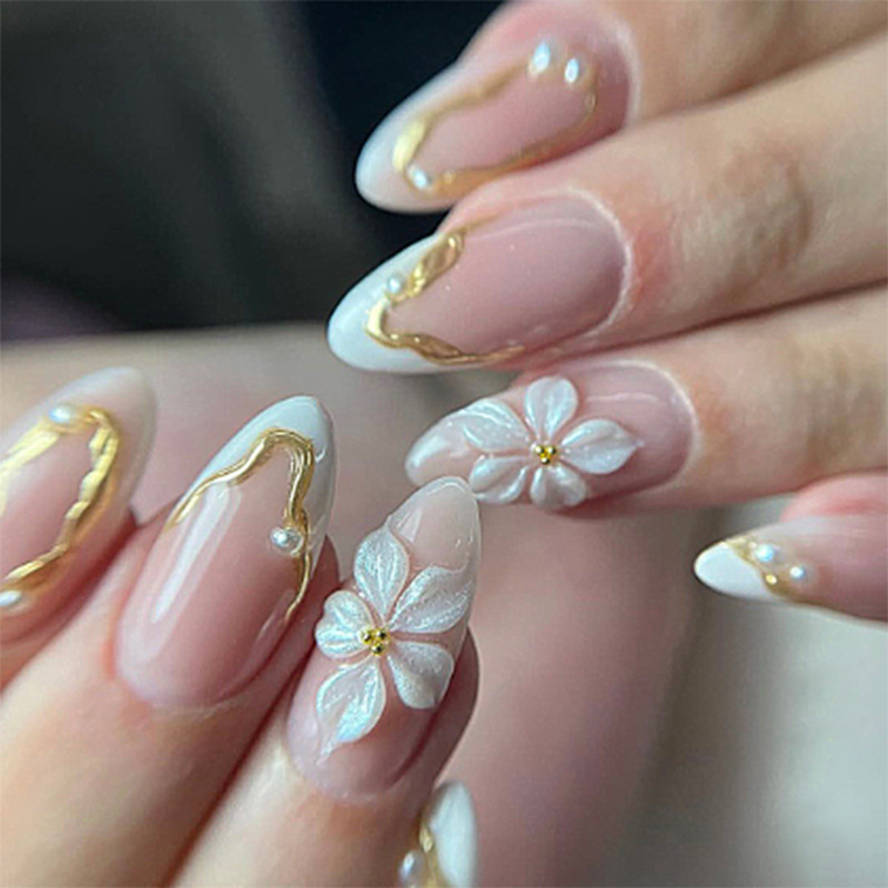 24pcs Flower Long Almond Press - огляд і ціна Nail Extension Tips