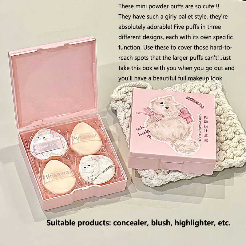5Pcs Cute Mini Finger Puff Set - огляд і ціна Beauty Makeup Box Set