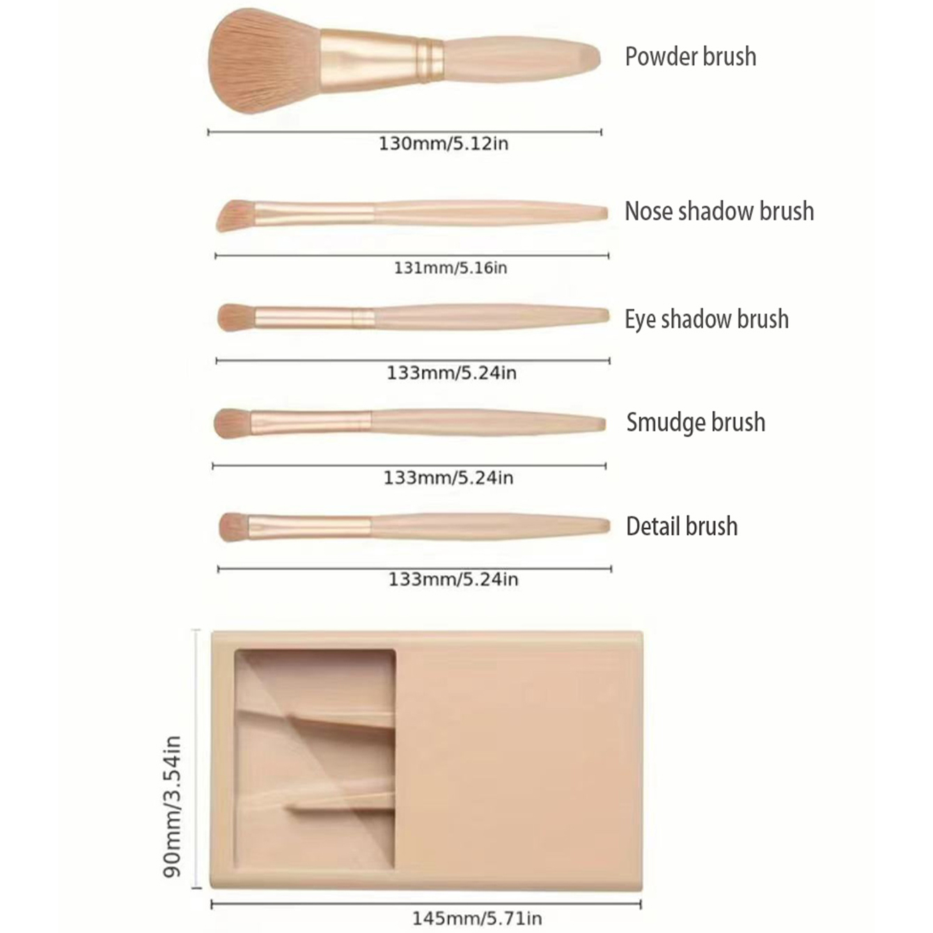 5pcs Cosmetic Brush Kit With M - огляд і ціна Beauty Makeup Box Set