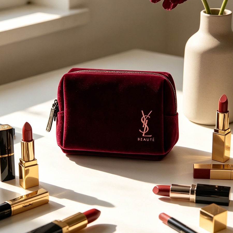 YSL’s Bag Wine Red Velvet Mini - огляд і ціна Ysl Beauty Makeup Bag