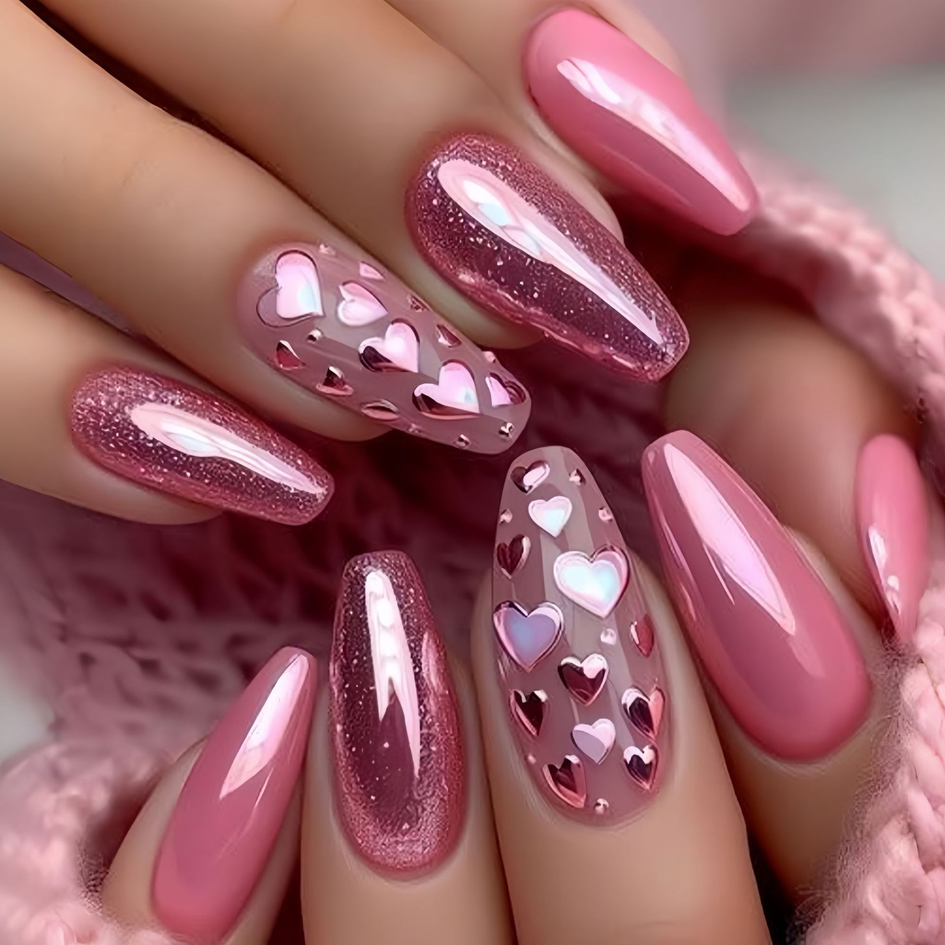 Medium long fake nails Pink bl - огляд і ціна Nail Extension Tips