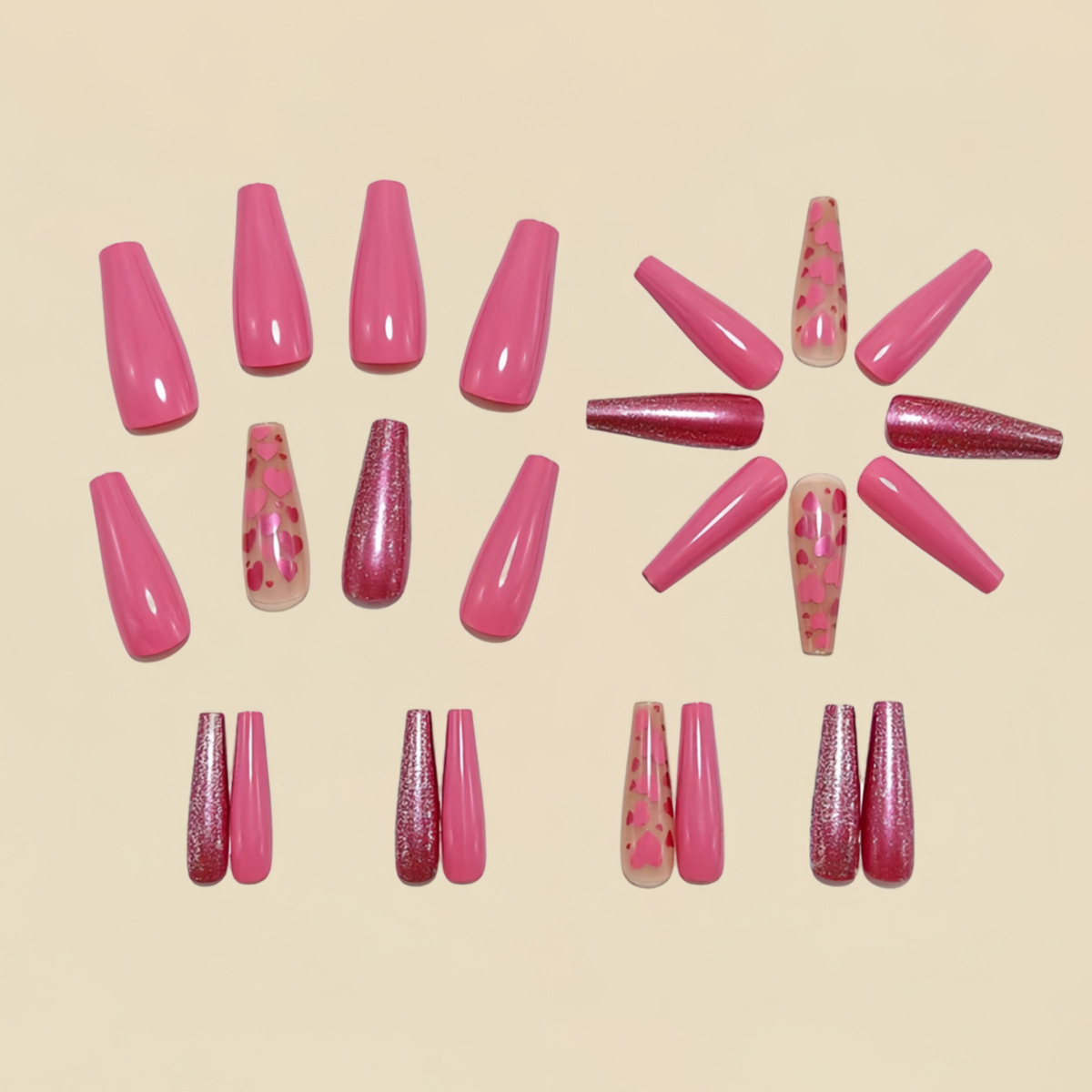 Medium long fake nails Pink bl - огляд і ціна Nail Extension Tips