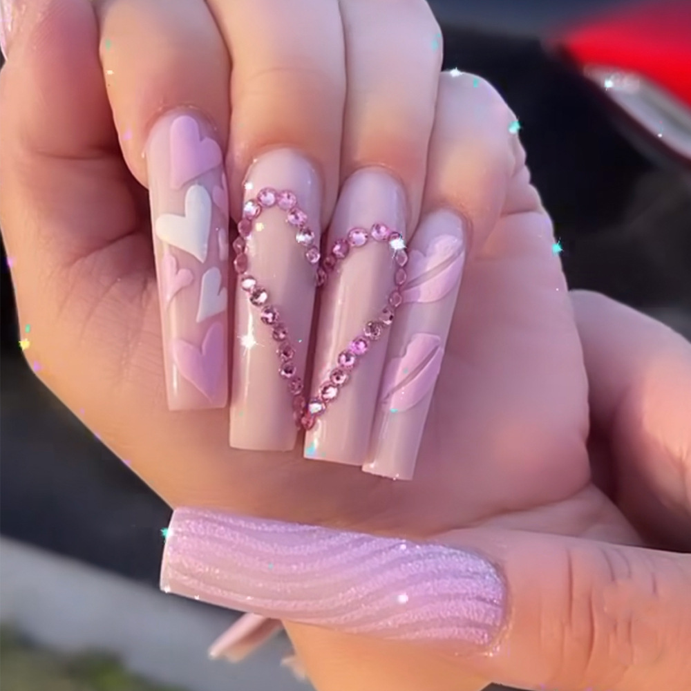 Medium long fake nails Pink bl - огляд і ціна Nail Extension Tips