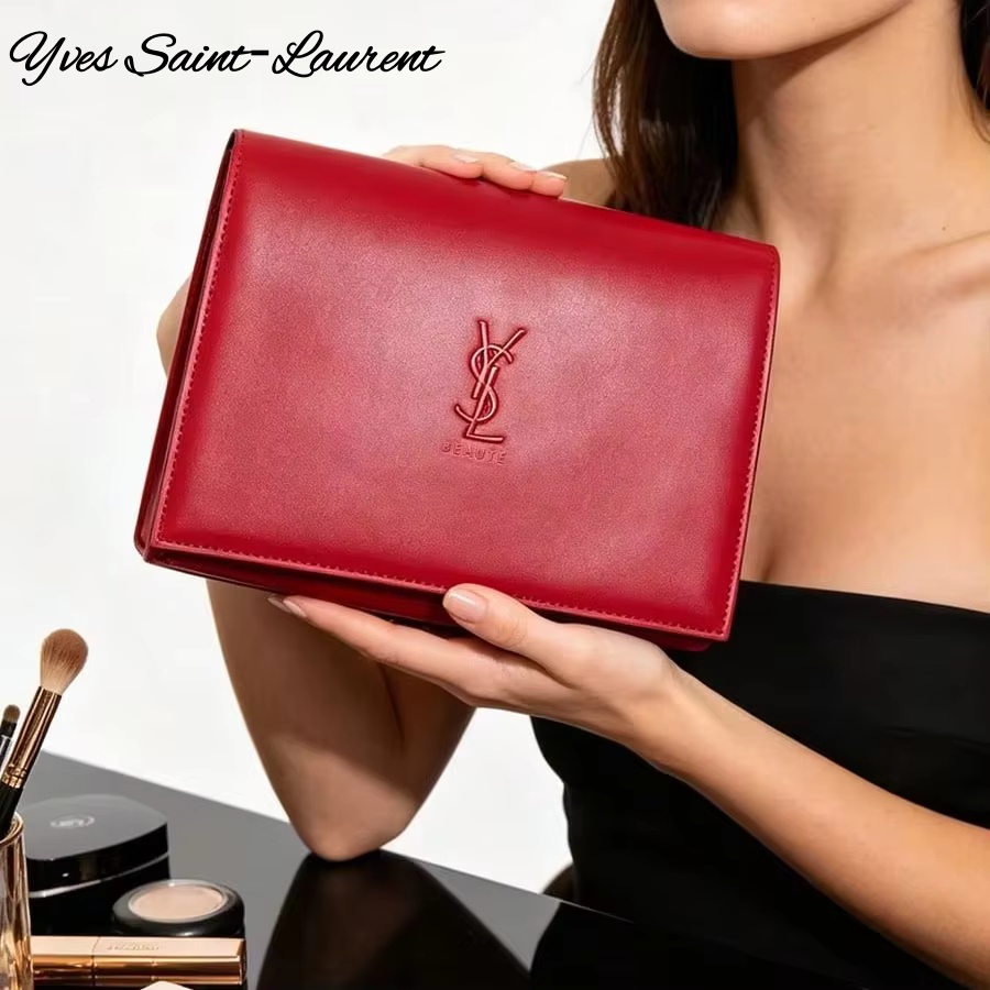 YSL Saint Laurent Red Leather  - огляд і ціна Ysl Beauty Makeup Bag